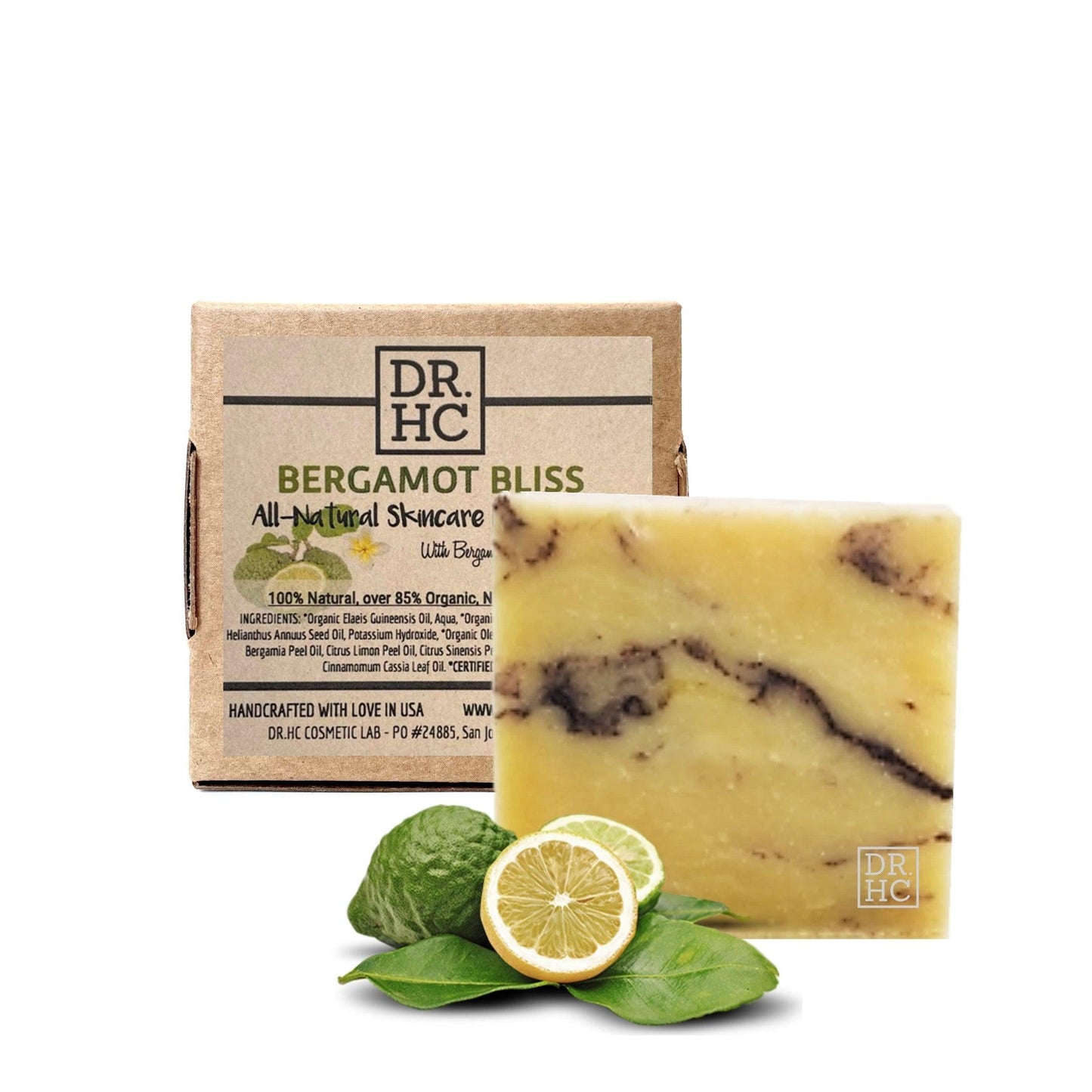 DR.HC All-Natural Skincare Face Soap - Bergamot Bliss (110g, 3.8oz.) (Anti-acne, Skin brightening, Oil balancing, Anti-aging...)-1