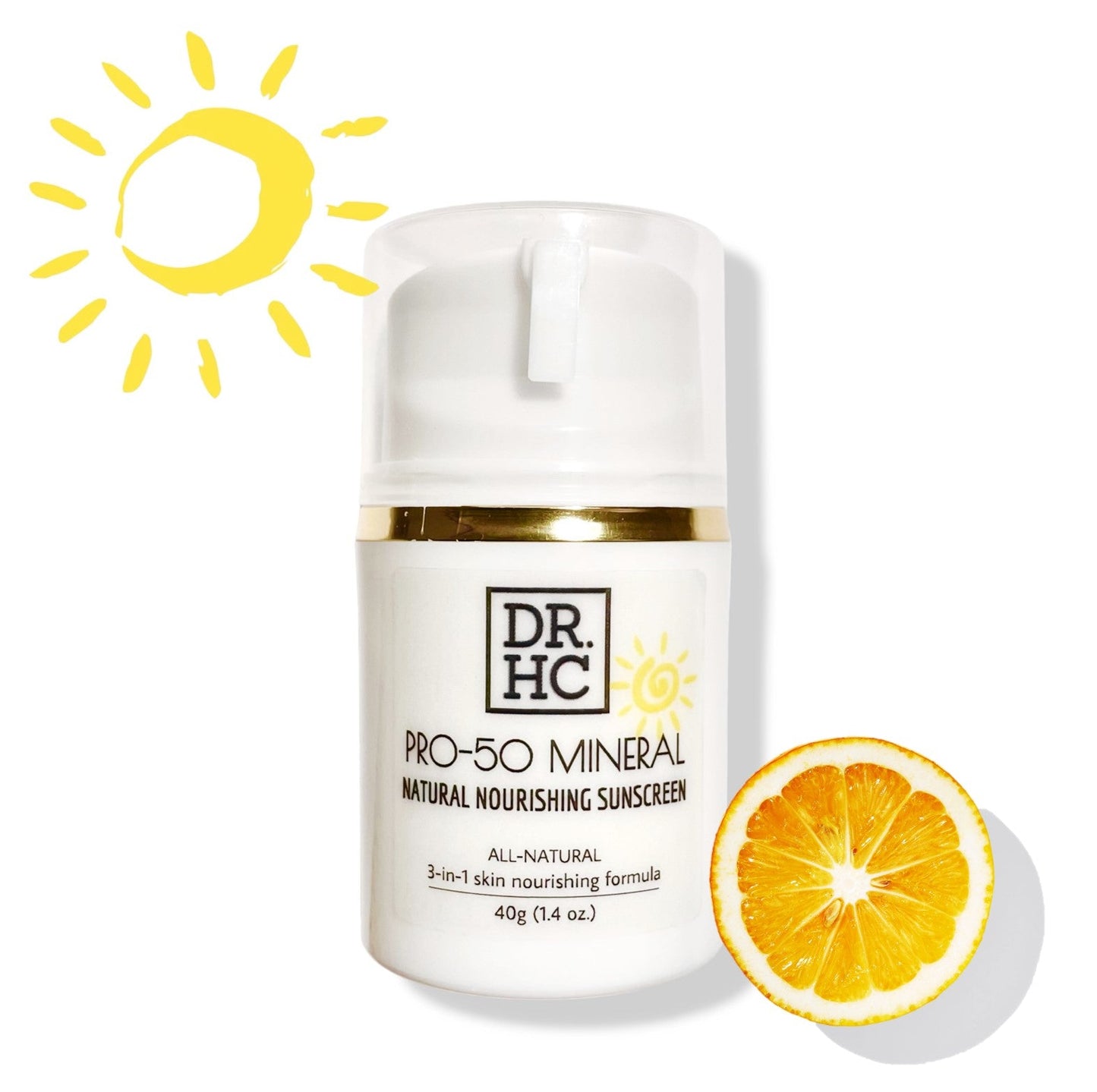 DR.HC Pro-50 Mineral Natural Nourishing Sunscreen (40g, 1.4oz.) (Natural UV Care, Skin brightening, Anti-aging, Damage Repair, Anti-inflammatory...)-2