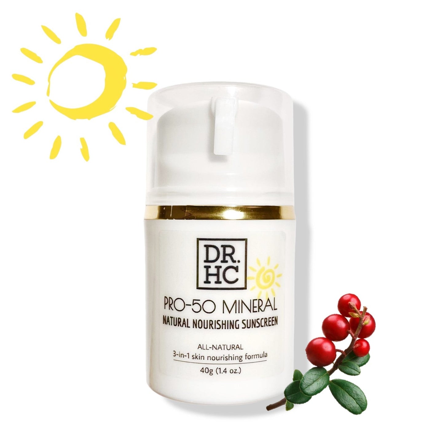 DR.HC Pro-50 Mineral Natural Nourishing Sunscreen (40g, 1.4oz.) (Natural UV Care, Skin brightening, Anti-aging, Damage Repair, Anti-inflammatory...)-3
