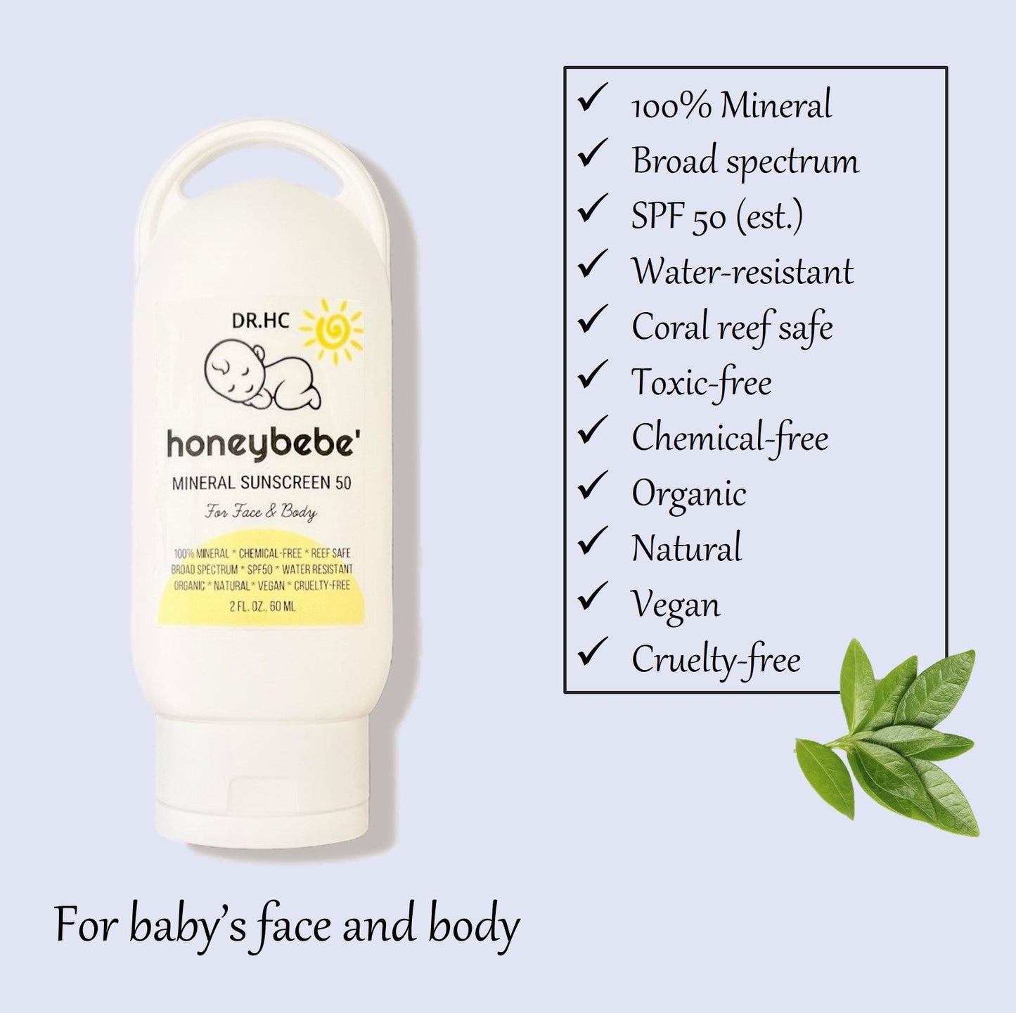 DR.HC Honeybebe' Mineral Sunscreen 50 (for baby face & body) (2.4 fl.oz., 70 ml)-3